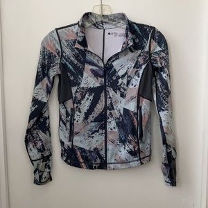 ZELLA GIRL Long Sleeve Zip Up Jacket Vented Splatter Tie Dye Pattern Athletic LG